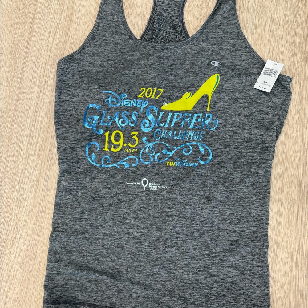 Champion Gray Tank Top with Disney Glass Slipper Design